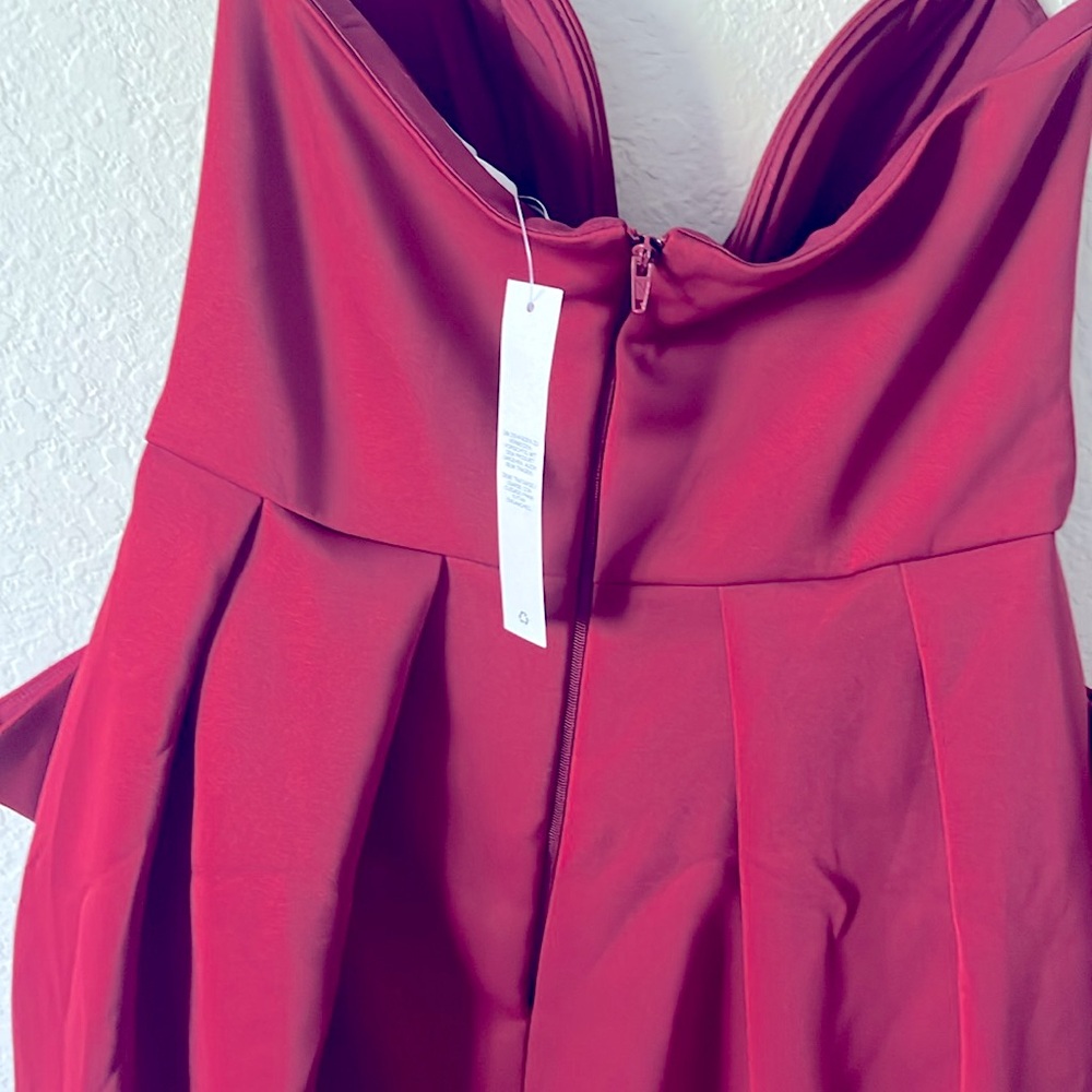 NWT ASOS DESIGN bandeau midi dress with oversized bow in burgundy - Picture 8 of 10